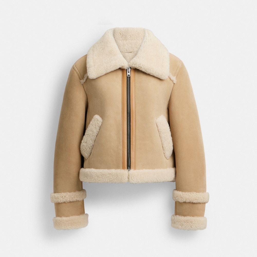 Coach shearling varsity jacket best sale