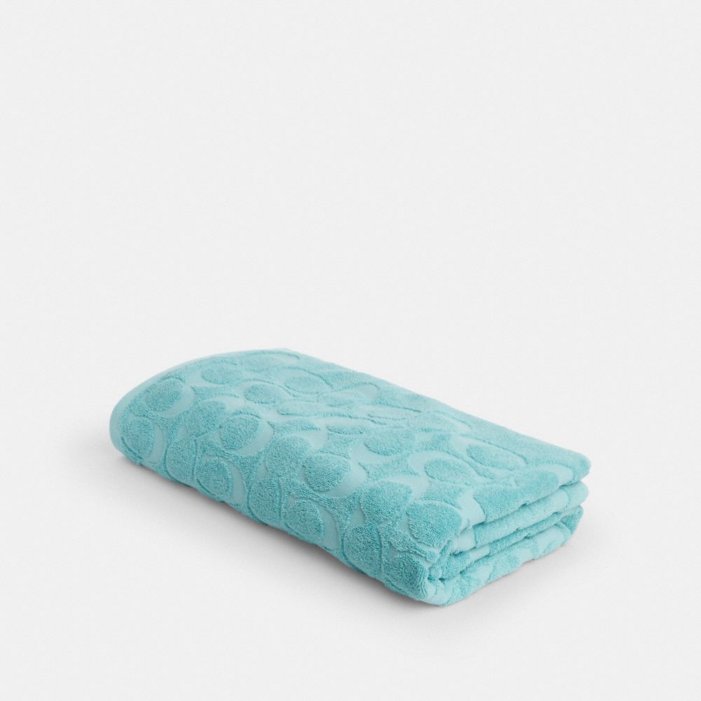 COACH®,SIGNATURE TOWEL,Turquoise,Front View