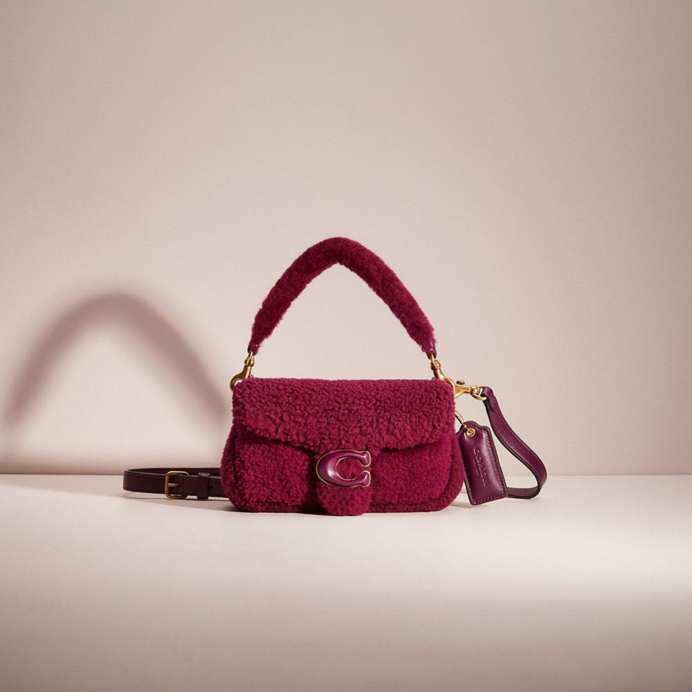 Coach Pillow Tabby 18 Shoulder Bag Shearling Fuchsia in Shearling