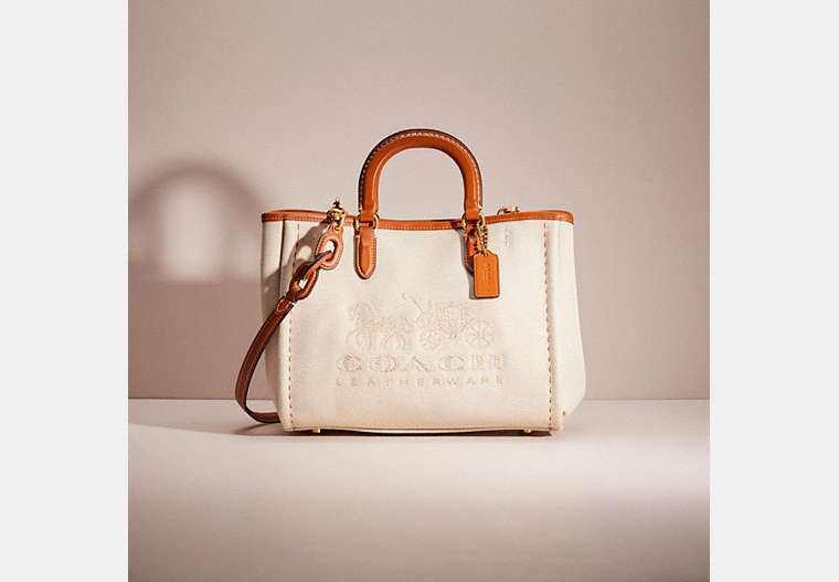 COACH®,RESTORED REESE TOTE 28,Glovetanned Leather,Brass/Natural,Front View