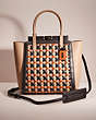 COACH®,RESTORED TROUPE TOTE WITH WEAVING,Glovetanned Leather,Pewter/Black Multi,Front View