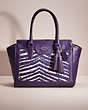 COACH®,RESTORED MEDIUM CANDACE CARRYALL,Leather,Silver/Marine,Front View