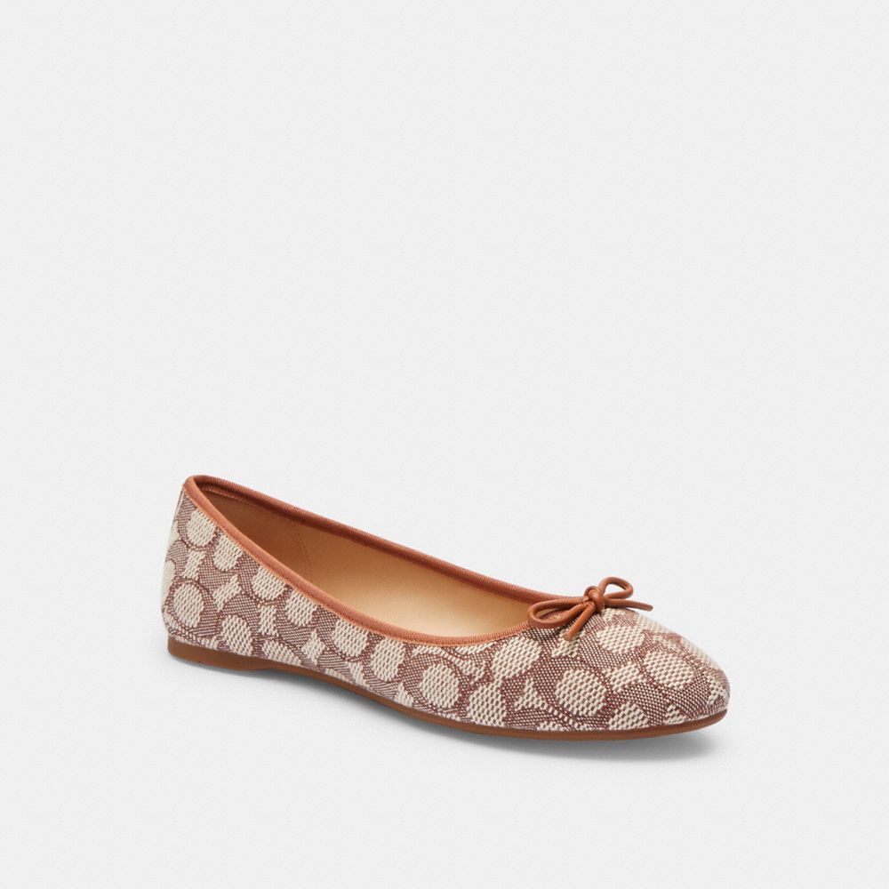 COACH®,ABIGAIL FLAT IN SIGNATURE TEXTILE JACQUARD,Cocoa/Burnished Amber,Front View