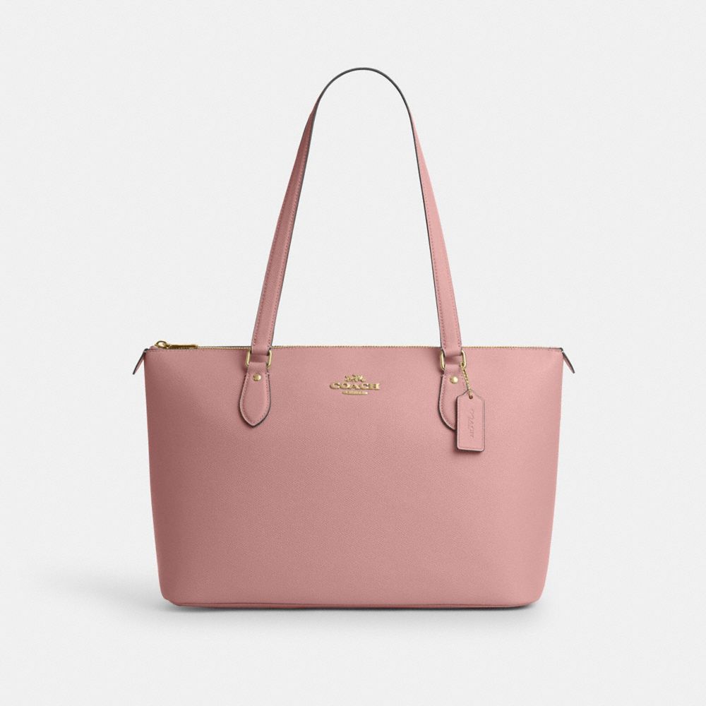 COACH®,SAC CABAS GALERIE,Cuir Cross-grain,Or/Rose pétale,Front View