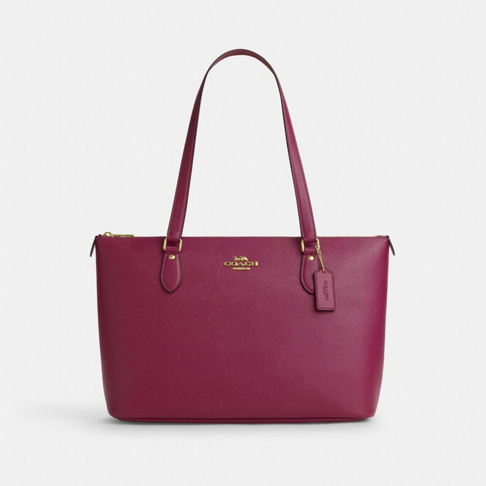 COACH®,SAC CABAS GALERIE,Cuir Cross-grain,Or/Rose,Front View