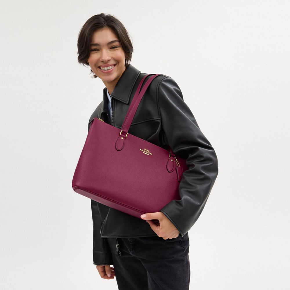 COACH®,SAC CABAS GALERIE,Cuir Cross-grain,Or/Rose,Detail View