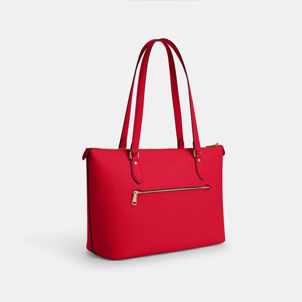 COACH®,SAC CABAS GALERIE,Cuir Cross-grain,Or/Rouge audacieux,Angle View