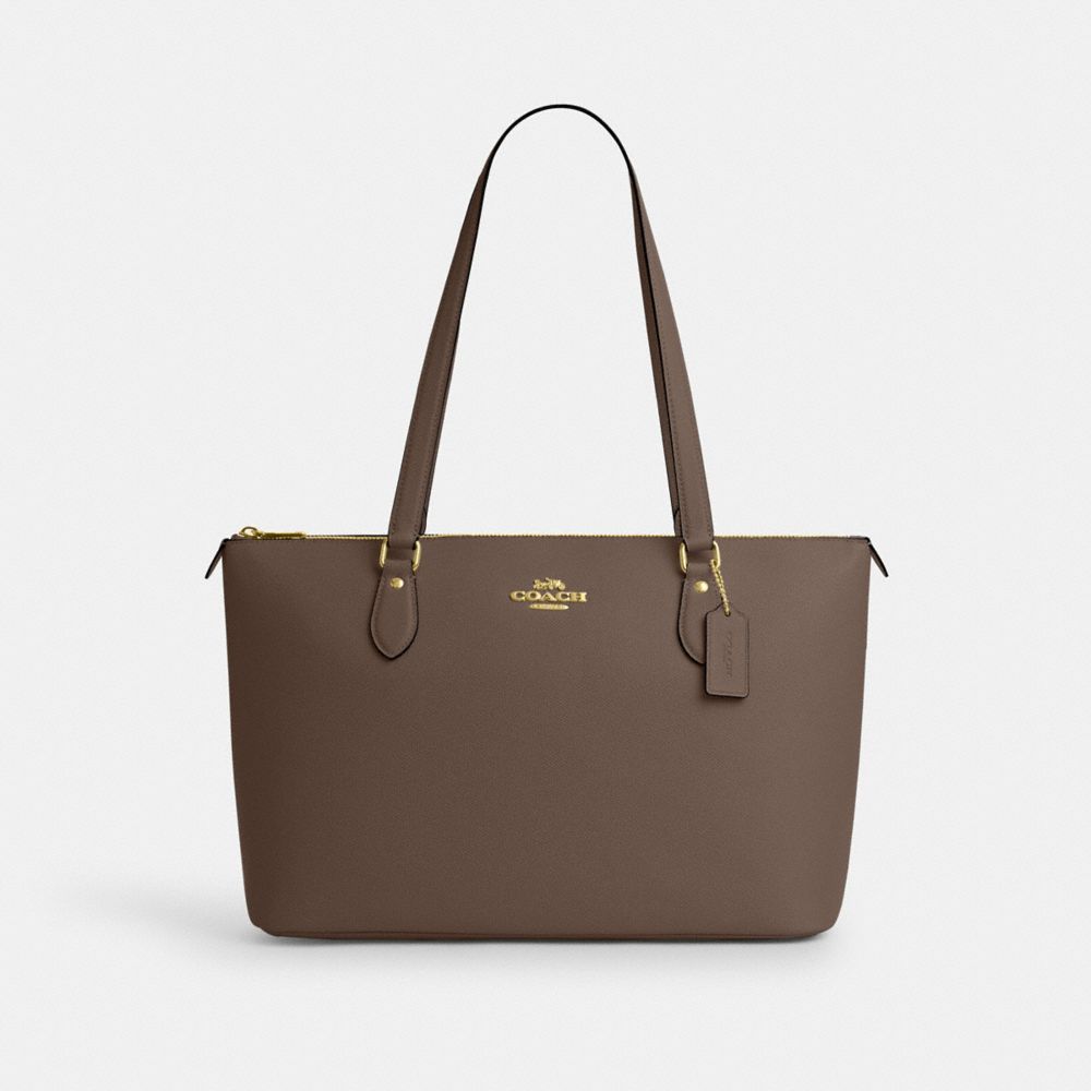 COACH®,Gallery Tote Bag,Leather,Tote,Metal,Logo,Casual,Brown,Front View image number 0