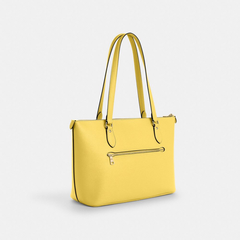COACH®,CABAS GALLERY,Cuir Cross-grain,Or/Jaune,Angle View