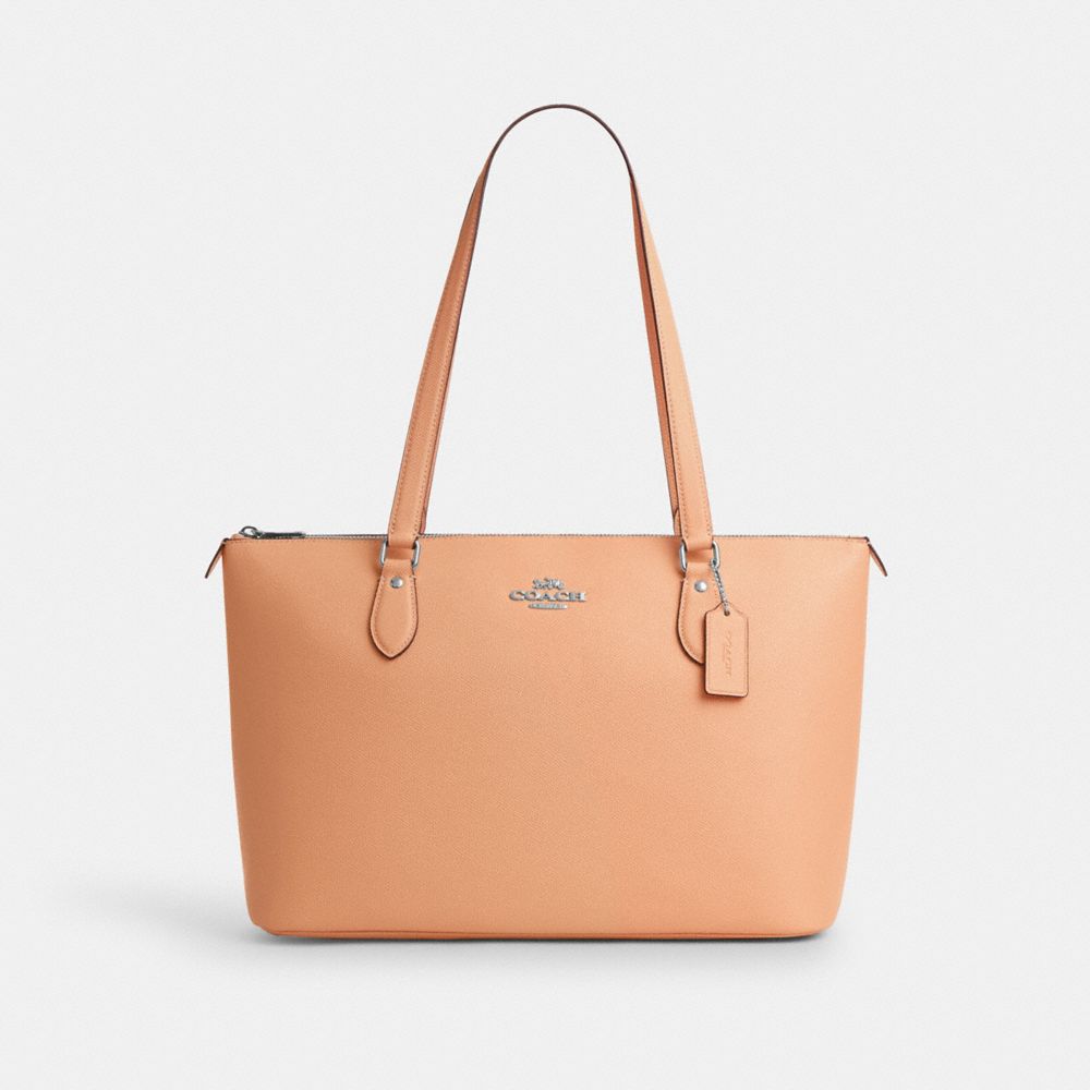 COACH®,GALLERY TOTE BAG,Crossgrain Leather,Large,Sv/Faded Blush,Front View