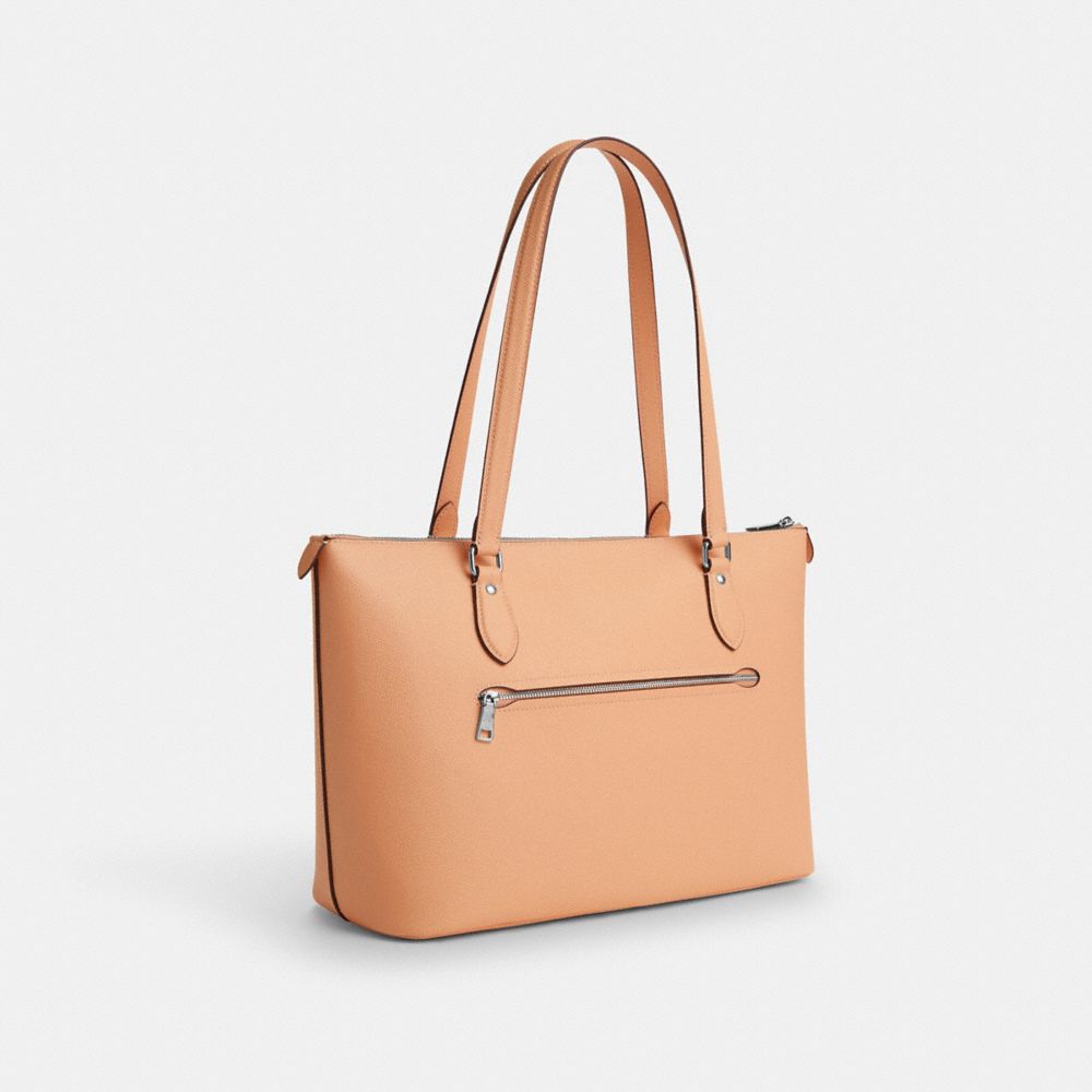 COACH®,GALLERY TOTE BAG,Crossgrain Leather,Large,Sv/Faded Blush,Angle View