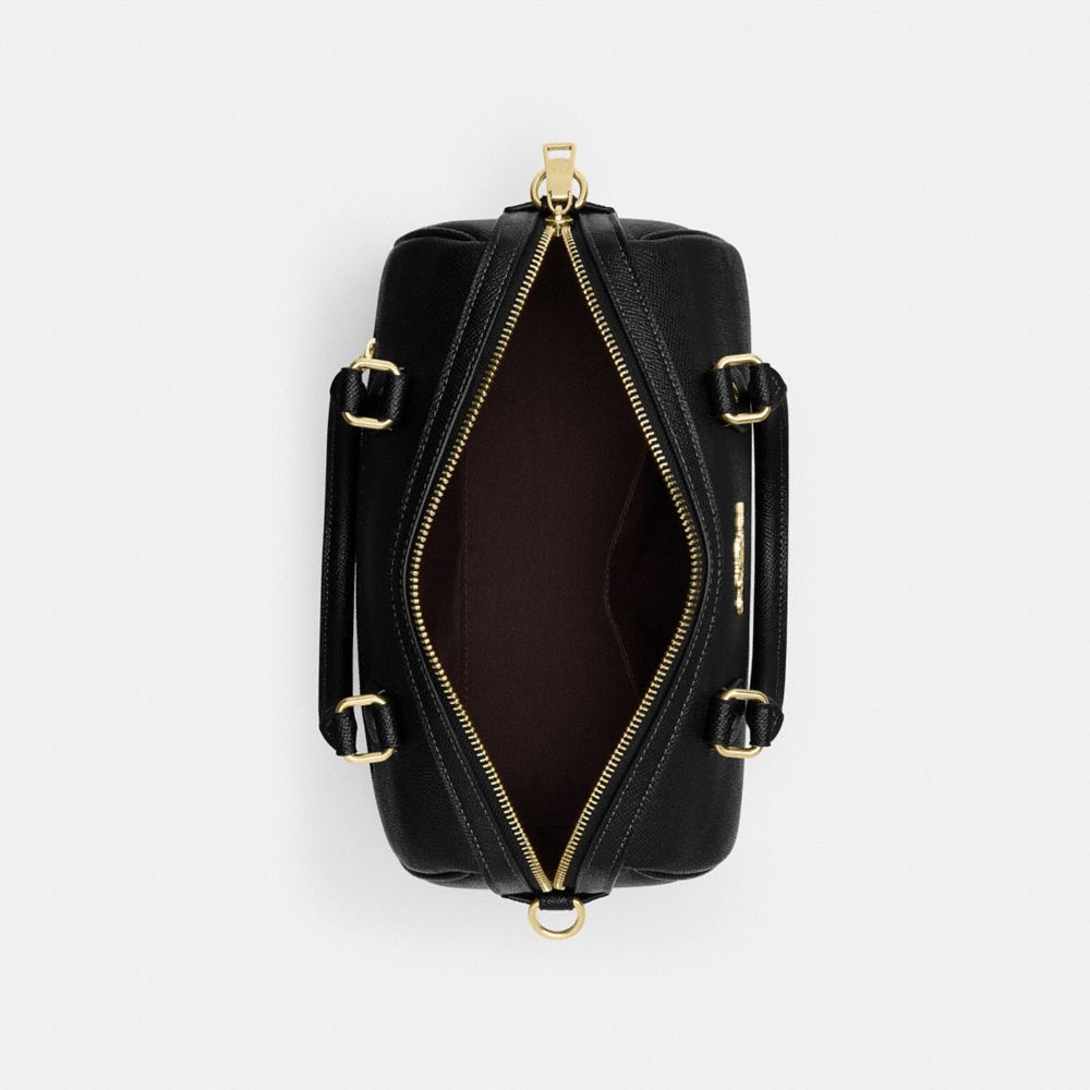 COACH®,Rowan Satchel Bag,Satchel,Logo,Metal,Casual,Work,Black,Inside View,Top View
