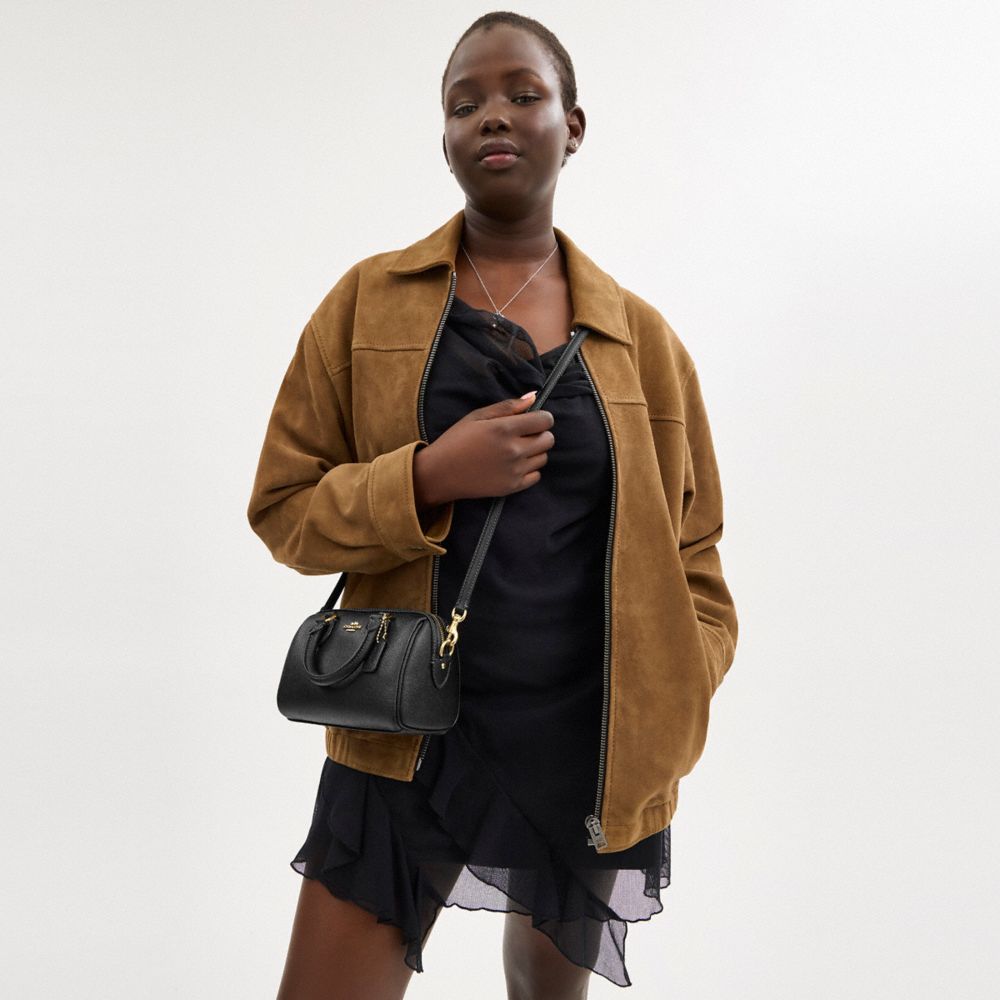COACH®,Mini Rowan Crossbody Bag,Leather,Crossbody,Metal,Logo,Day Party,Black