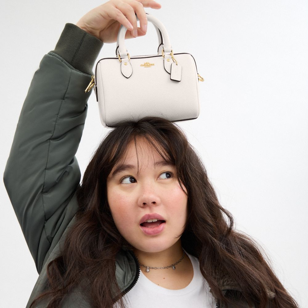COACH®,Mini Rowan Crossbody Bag,Leather,Crossbody,Metal,Logo,Day Party,White,Detail View