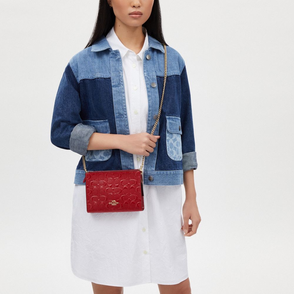 COACH®,Slim Crossbody In Signature Leather,Crossbody,Casual,Maroon,Detail View