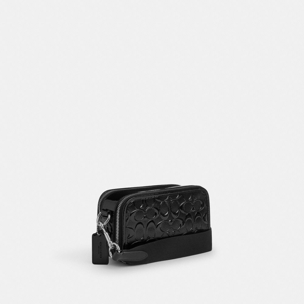 COACH®,Wyatt Crossbody In Signature Leather,Crossbody,Casual,Black,Angle View