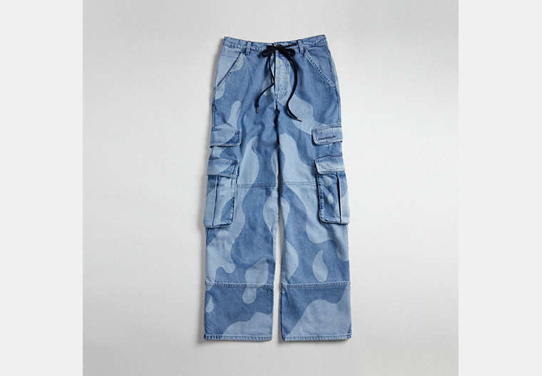 COACH®,Cargo Pants In Wavy Wash,Repurposed denim,Denim,Front View image number 0