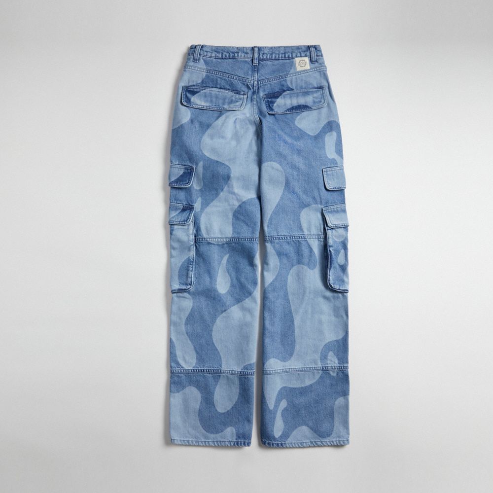 COACH®,Cargo Pants In Wavy Wash,Repurposed denim,Denim,Back View
