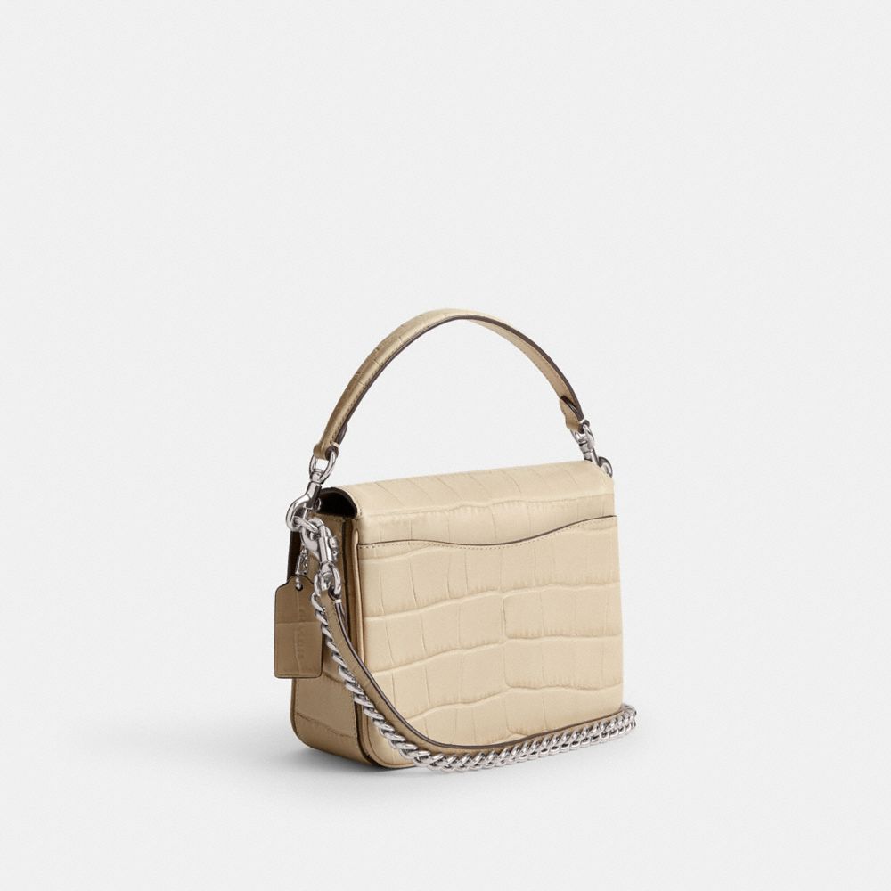 COACH®,Cassie Crossbody Bag 19,Leather,Crossbody,Chain Detail,Logo,Compact,Day Party,Beige,Angle View