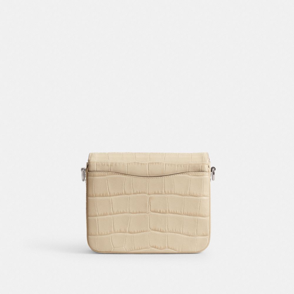 COACH®,Cassie Crossbody Bag 19,Leather,Crossbody,Chain Detail,Logo,Compact,Day Party,Beige,Back View