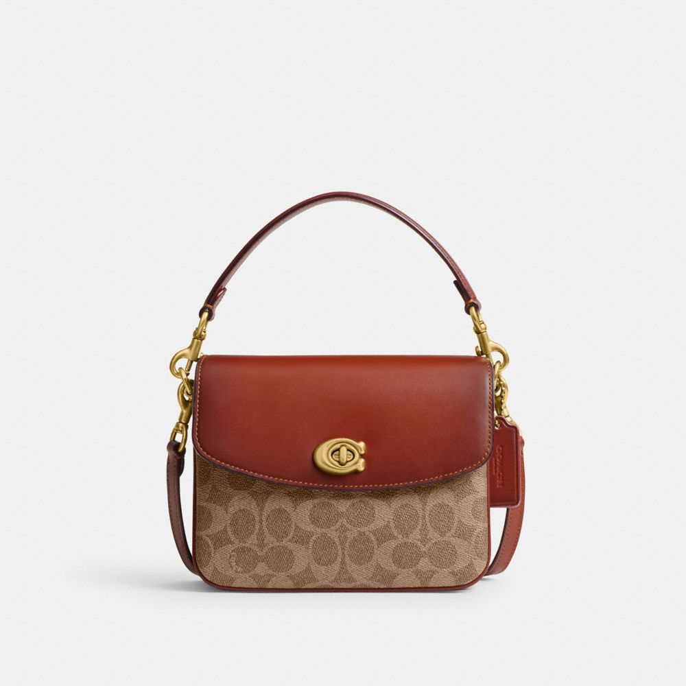 COACH®,CASSIE CROSSBODY BAG 19 IN SIGNATURE CANVAS,Coated Canvas,Medium,Brass/Tan/Rust,Front View