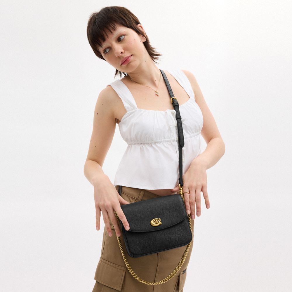 Coach Cassie Leather Crossbody In Brass/black