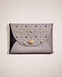 COACH®,REMADE LARGE POUCH WITH PRAIRIE RIVETS,Black/Grey,Front View
