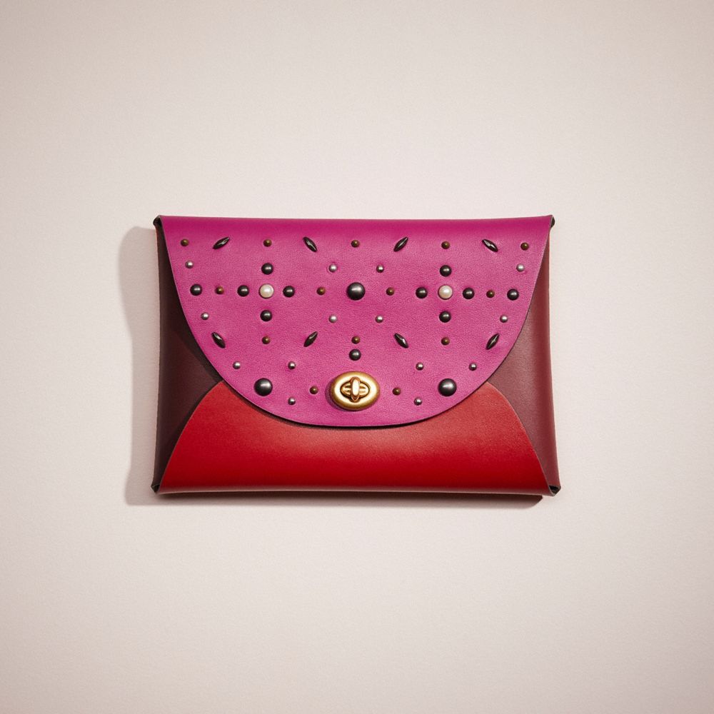 COACH®,REMADE LARGE POUCH WITH PRAIRIE RIVETS,Red Multi,Front View