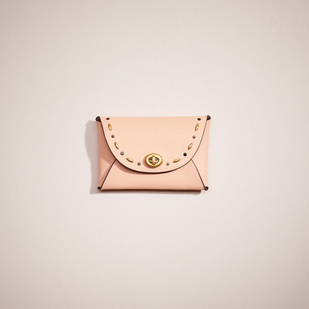 COACH®,REMADE MEDIUM POUCH WITH PRAIRIE RIVETS,Blush,Front View
