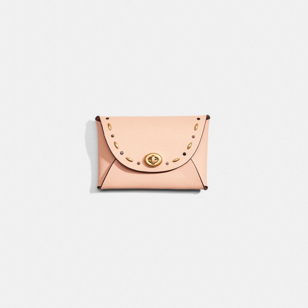 COACH®,REMADE MEDIUM POUCH WITH PRAIRIE RIVETS,Blush,Front View