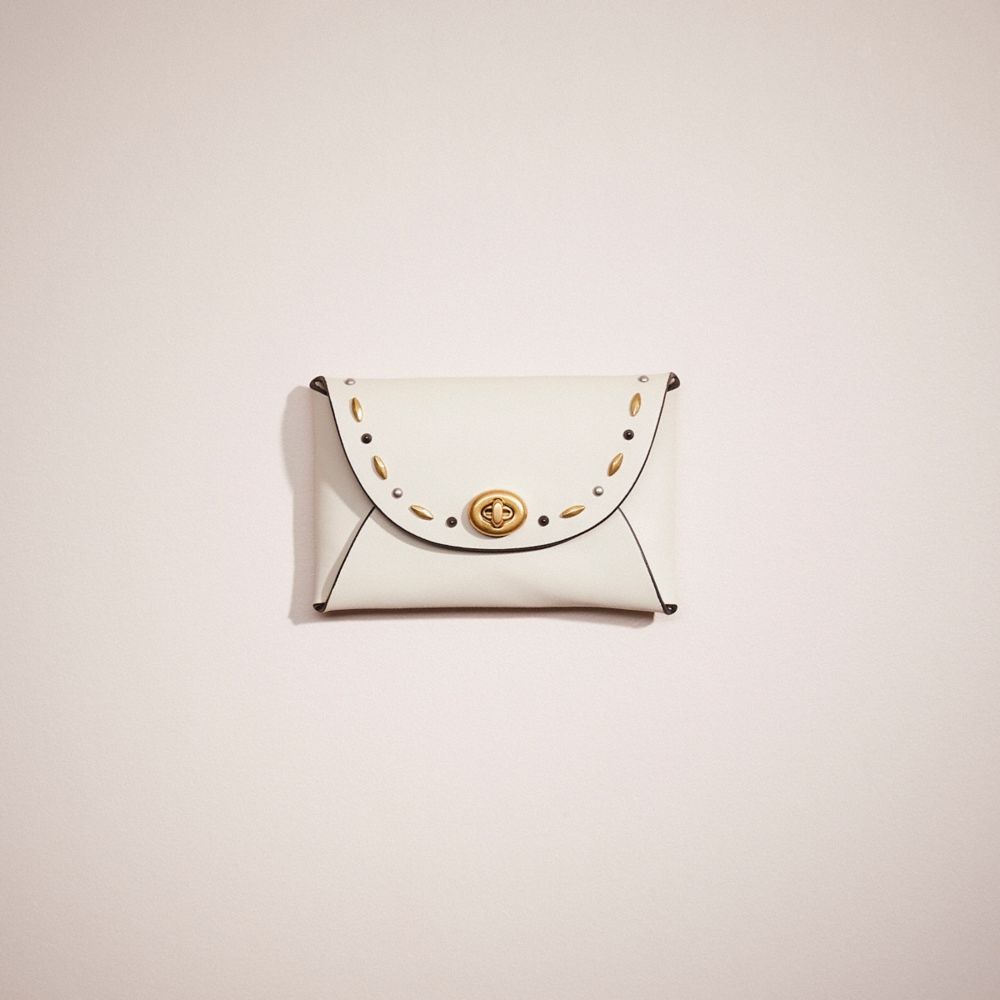 COACH®,REMADE MEDIUM POUCH WITH PRAIRIE RIVETS,Dove Grey,Front View