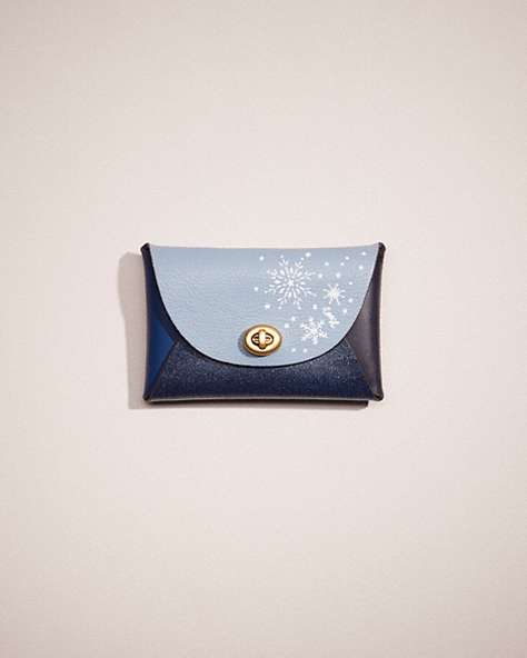 COACH®,REMADE MEDIUM POUCH WITH HAND PAINTED SNOWFLAKES,Blue Multi,Front View