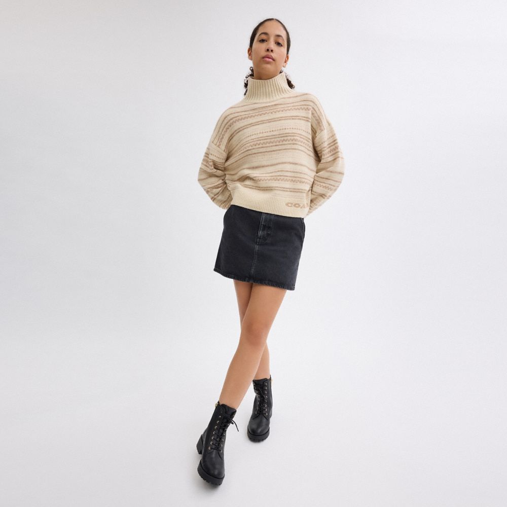 COACH®,オープン ネック ショート タートルネック,ｱｲﾎﾞﾘｰ ﾏﾙﾁ