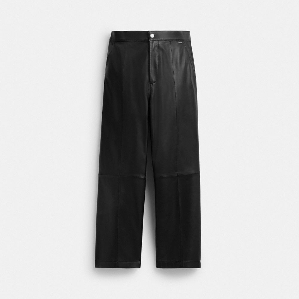 COACH®,Leather Pants,Black,Front View