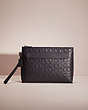 COACH®,RESTORED POUCH IN SIGNATURE LEATHER,Midnight,Front View