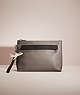 COACH®,RESTORED POUCH WITH CHARM,Heather Grey Black,Front View