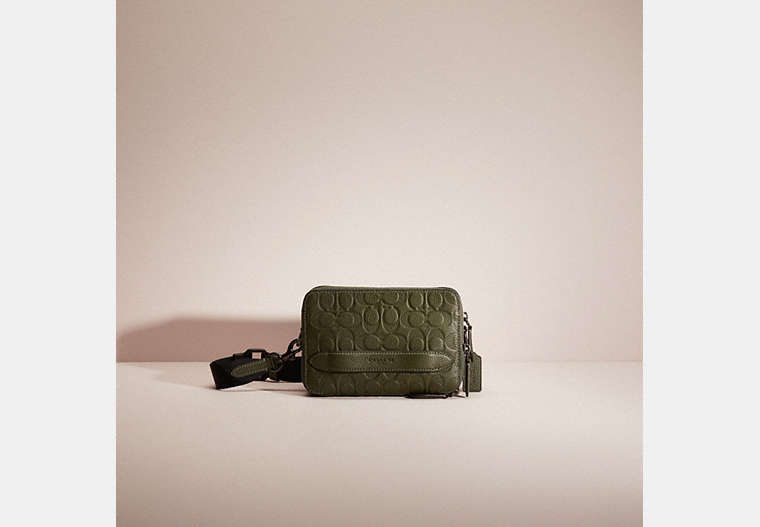 COACH®,RESTORED CHARTER CROSSBODY IN SIGNATURE LEATHER,Dark Shamrock,Front View