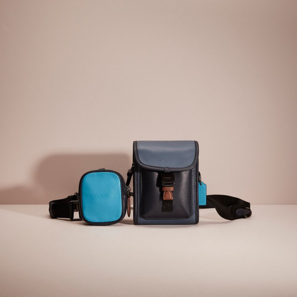 COACH®,RESTORED CHARTER NORTH/SOUTH CROSSBODY WITH HYBRID POUCH IN COLORBLOCK,Calf Leather,Blue Quartz Multi,Front View
