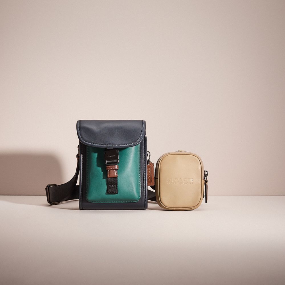 COACH®,RESTORED CHARTER NORTH/SOUTH CROSSBODY WITH HYBRID POUCH IN COLORBLOCK,Ocean Multi,Front View