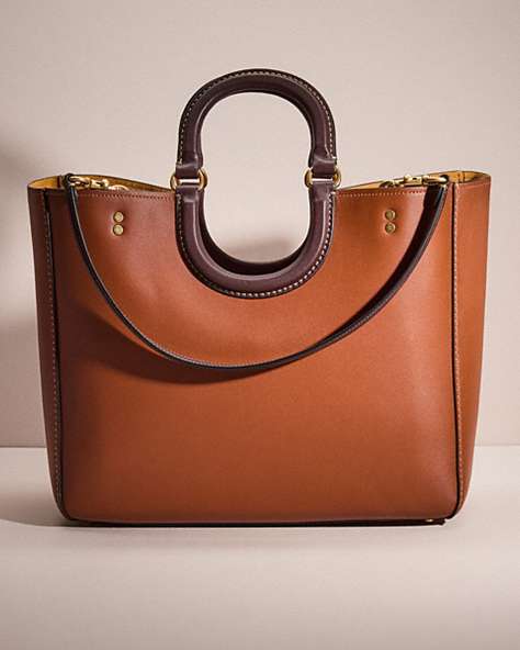 COACH®,RESTORED RAE TOTE IN COLORBLOCK,Brass/1941 Saddle Multi,Front View