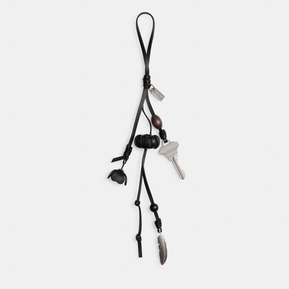 Coach Heritage Bag Charm In Silver/black
