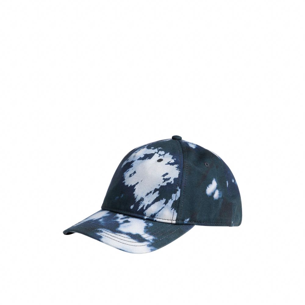 COACH®,TIE DYE PRINT BASEBALL HAT,cotton,Blue,Front View