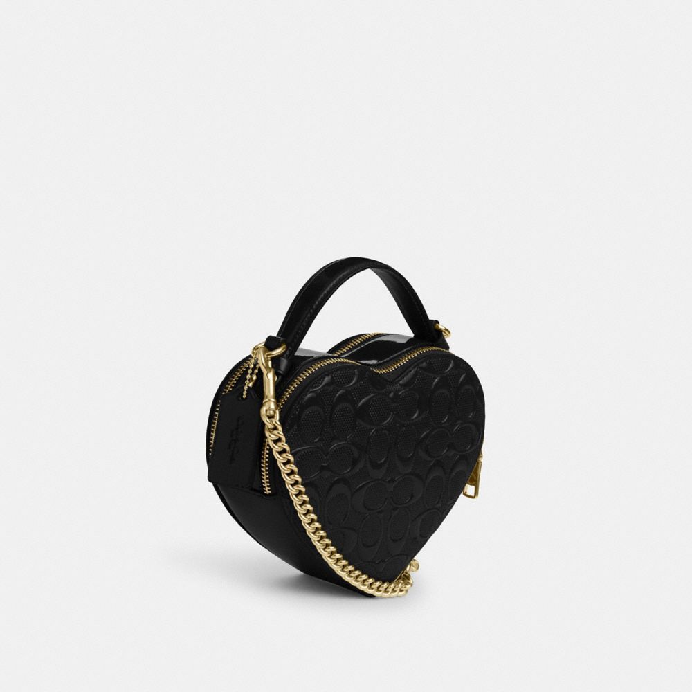 COACH®,ハート クロスボディ・シグネチャー レザー,ミニバッグ&お財布ショルダー,ﾌﾞﾗｯｸ