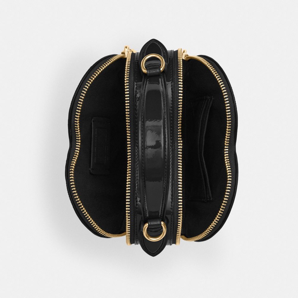 COACH®,ハート クロスボディ・シグネチャー レザー,ミニバッグ&お財布ショルダー,ﾌﾞﾗｯｸ
