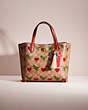 COACH®,UPCRAFTED WILLOW TOTE 24 IN SIGNATURE CANVAS WITH REXY PRINT,Valentine's Day,Brass/Khaki/Rust,Front View