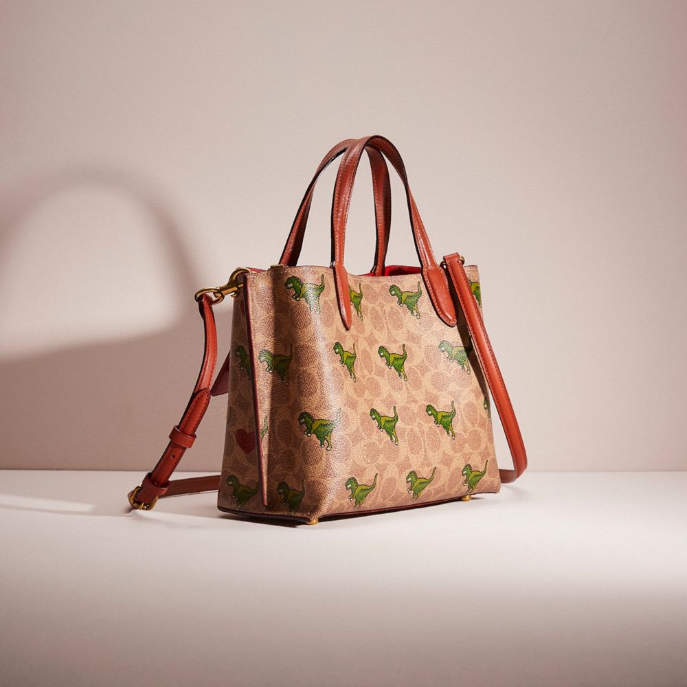 COACH®,UPCRAFTED WILLOW TOTE 24 IN SIGNATURE CANVAS WITH REXY PRINT,Valentine's Day,Brass/Khaki/Rust,Angle View