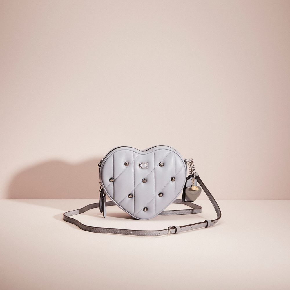 COACH®,UPCRAFTED HEART CROSSBODY WITH QUILTING,Nappa leather,Valentine's Day,Silver/Grey Blue,Front View