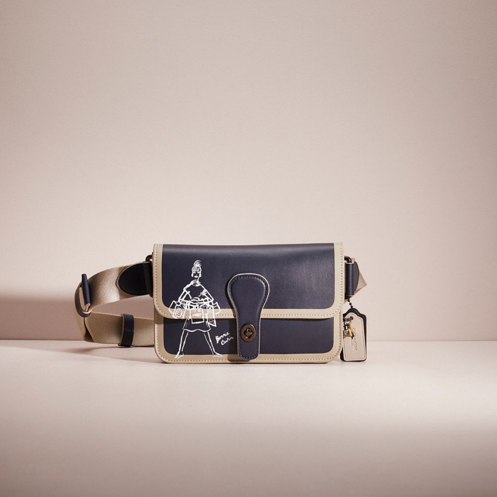 COACH®,UPCRAFTED TURNLOCK TAB BELT BAG,Midnight Navy/Black Copper,Front View