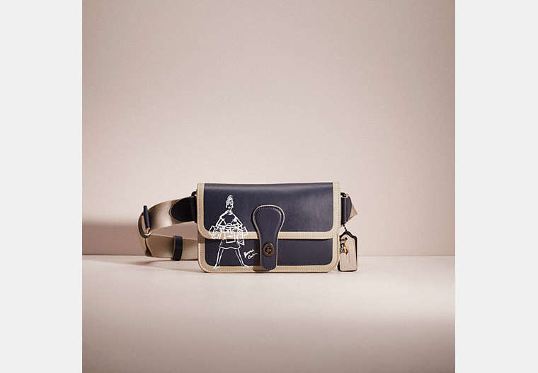 COACH®,UPCRAFTED TURNLOCK TAB BELT BAG,Midnight Navy/Black Copper,Front View