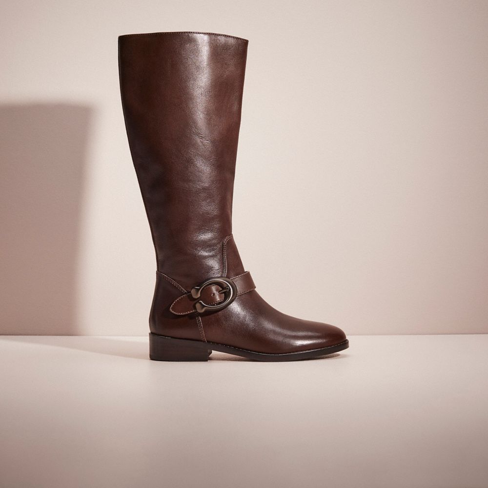 COACH®,RESTORED BRYNN RIDING BOOT,Tobacco,Front View